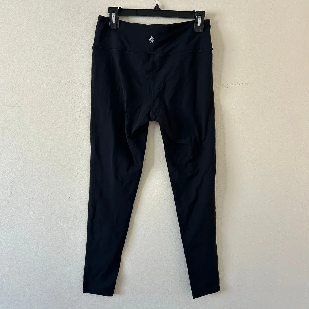 Athleta Black Faux Leather Panel Leggings Athletic Pants‎ Women Size M